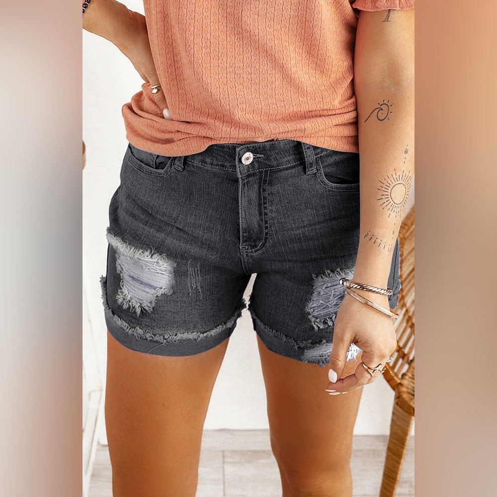 Black Denim Shorts
